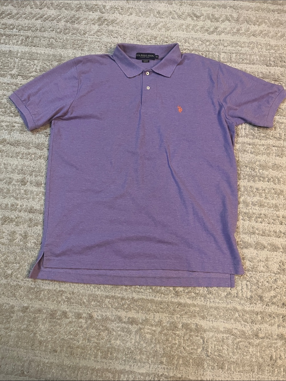 U.S. Polo Assn. Lavender Short-Sleeve Collared Polo with Orange Logo XL